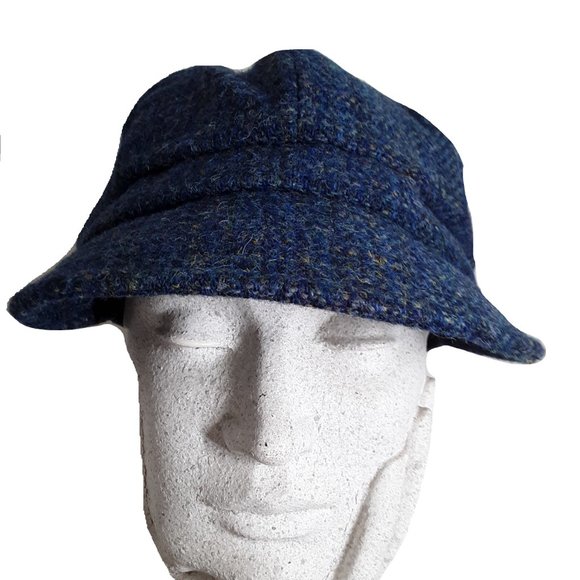 Genuine Harris Tweed® Cap ZH051 Women's Baker Boy Cap PEACOCK BLUE - OSFM - Picture 2 of 9